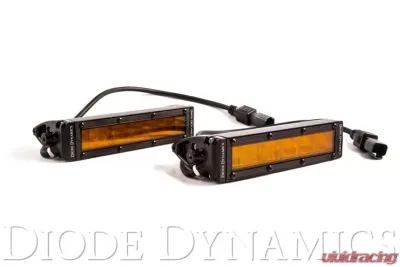 Diode Dynamics 6 Inch LED Light Bar Single Row Straight SS6 Amber Wide Light Bar Pair - DD5044P