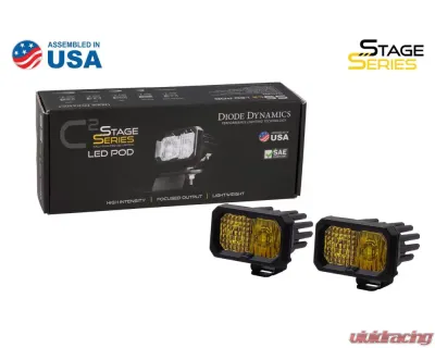 Diode Dynamics Stage Series 2 Inch LED Pod, Pro Yellow Combo Standard ABL Pair - DD6412P