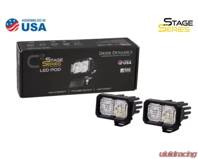 Diode Dynamics Stage Series 2 Inch LED Pod, Pro White Flood Standard ABL Pair - DD6414P