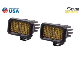 Diode Dynamics Stage Series 2 Inch LED Pod, Pro Yellow Flood Standard ABL Pair