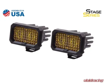 Diode Dynamics Stage Series 2 Inch LED Pod, Pro Yellow Flood Standard ABL Pair - DD6417P