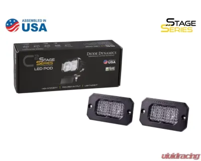Diode Dynamics Stage Series 2 Inch LED Pod, Pro White Fog Flush ABL Pair - DD6432P