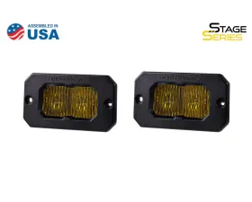 Diode Dynamics Stage Series 2 Inch LED Pod, Pro Yellow Fog Flush ABL Pair