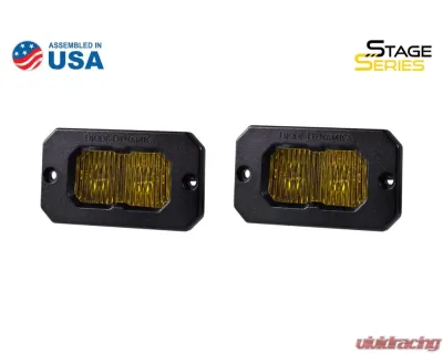 Diode Dynamics Stage Series 2 Inch LED Pod, Pro Yellow Fog Flush ABL Pair - DD6433P