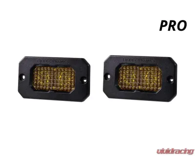 Diode Dynamics Stage Series 2 Inch LED Pod, Pro Yellow Fog Flush ABL Pair - DD6433P