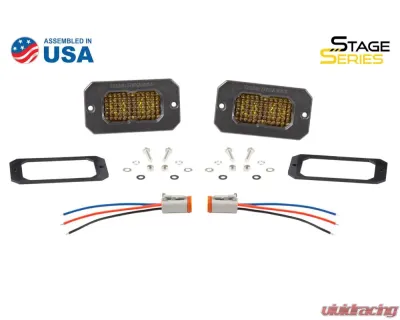 Diode Dynamics Stage Series 2 Inch LED Pod, Pro Yellow Fog Flush ABL Pair - DD6433P