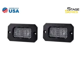 Diode Dynamics Stage Series 2 Inch LED Pod, Pro White Flood Flush RBL Pair