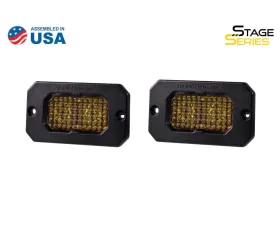 Diode Dynamics Stage Series 2 Inch LED Pod, Pro Yellow Flood Flush ABL Pair