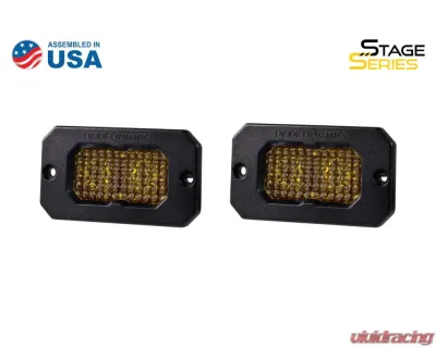 Diode Dynamics Stage Series 2 Inch LED Pod, Pro Yellow Flood Flush ABL Pair - DD6438P