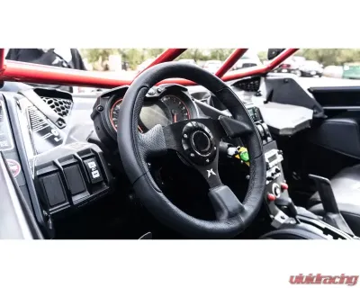 Madigan Motorsports Steering Wheel Leather w/Silver Stitching Can-Am Maverick X3 Max | Polaris RZR XP1000 - MAD-SW-L-BS