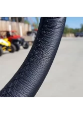 Madigan Motorsports Steering Wheel Leather w/Silver Stitching Can-Am Maverick X3 Max | Polaris RZR XP1000                                     - MAD-SW-L-BS - Image 2