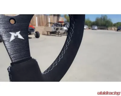 Madigan Motorsports Steering Wheel Seude w/Black Stitching Can-Am Maverick X3 | Polaris RZR XP1000 - MAD-SW-S-BB