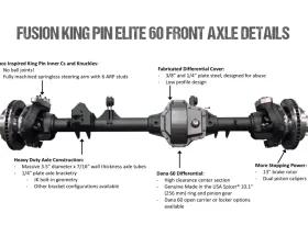 Jeep Gladiator Axle Assembly Fusion Elite 60/Big Tube 14 Bolt Package 20-Pres Jeep Gladiator JT Gear Ratio 4.88 ARB Air Locker/13 Bolt Kit Fusion 4x4