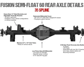 Jeep JK Axle Assembly Fusion Semi-Float 60 Rear Axle Assembly 07-18 Wrangler JK Gear Ratio 4.88 Eaton E-Locker Fusion 4x4