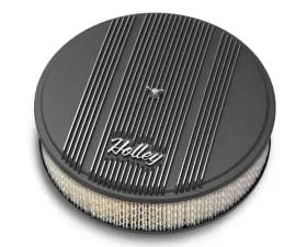 HOLLEY AIR CLNR, FINNED, W/ 14X3 PAPER FLTR, BLK