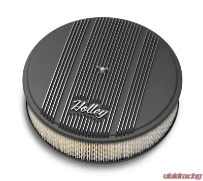 HOLLEY AIR CLNR, FINNED, W/ 14X3 PAPER FLTR, BLK - 120-152