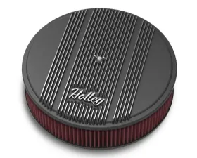 HOLLEY AIR CLNR, FINNED, W/ 14X3 PREMIUM FLTR, BLK