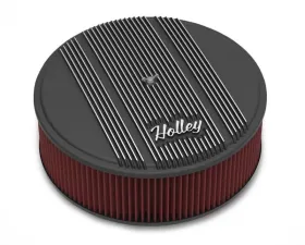 HOLLEY AIR CLNR, FINNED, W/ 14X4 PREMIUM FLTR, BLK