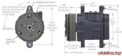 Holley AC SD7 SANDEN COMPRESSOR, R-134A - 199-102