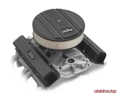 HOLLEY AIR CLNR, FINNED, W/ 14X3 PAPER FLTR, BLK - 120-152