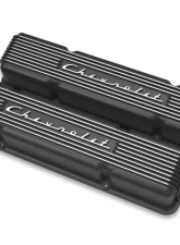 Holley SBC VALVE CVRS,FINNED,CHEVY SCRIPT BLK Chevrolet                                     - 241-108 - Image 4