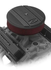 Holley SBC VALVE CVRS,FINNED,CHEVY SCRIPT BLK Chevrolet                                     - 241-108 - Image 3