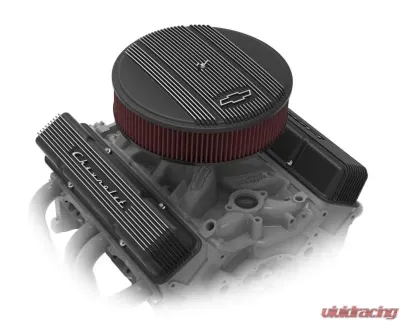 Holley SBC VALVE CVRS,FINNED,CHEVY SCRIPT BLK Chevrolet - 241-108