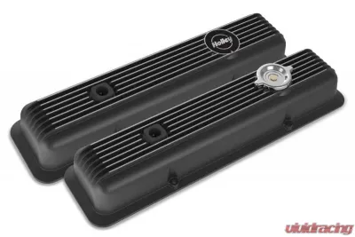 Holley SBC MUSCLE SERIES VALVE COVERS,FINNED,GLOSS BLACK - 241-135