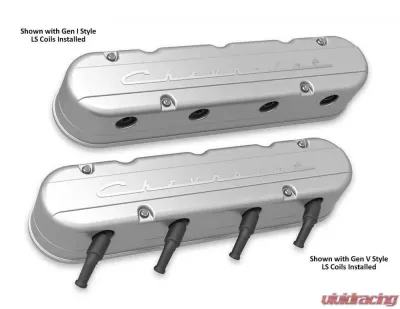 Holley 2-PIECE VALVE COVER GM LS CHEVROLET LOGO - 241-175