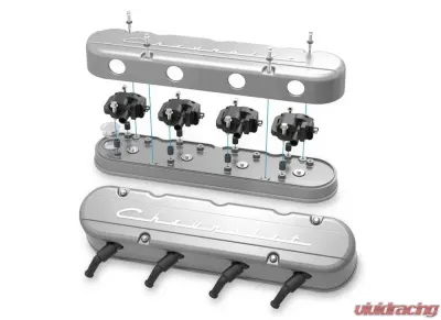 Holley 2-PIECE VALVE COVER GM LS CHEVROLET LOGO - 241-175