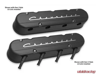 Holley 2-PIECE VALVE COVER GM LS CHEVROLET LOGO - 241-177