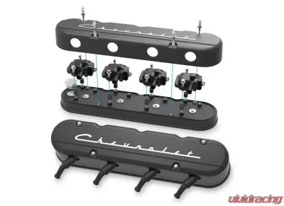 Holley 2-PIECE VALVE COVER GM LS CHEVROLET LOGO - 241-177