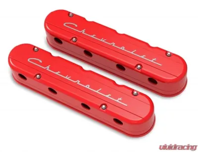 Holley 2-PIECE VALVE COVER GM LS CHEVROLET LOGO - 241-179