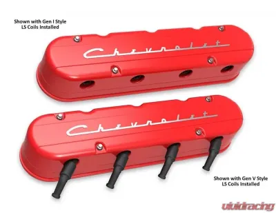 Holley 2-PIECE VALVE COVER GM LS CHEVROLET LOGO - 241-179