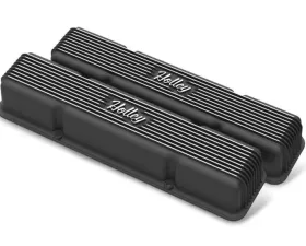 SBC HOLLEY VALVE COVERS,FINNED,NON-EMIS,BLK