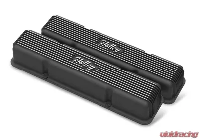 SBC HOLLEY VALVE COVERS,FINNED,NON-EMIS,BLK - 241-245