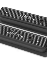 Holley SBC VALVE COVERS CENTER-BOLT FINNED NON-EMIS BLK Chevrolet                                     - 241-247 - Image 4