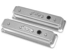 Holley SBC VALVE COVERS CENTER-BOLT FINNED NON-EMIS POL Chevrolet