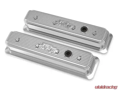 Holley SBC VALVE COVERS CENTER-BOLT FINNED NON-EMIS POL Chevrolet - 241-248