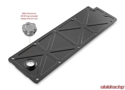 Holley VALLEY COVER TRUSSED SATN BLK W/OIL FILL - 241-362