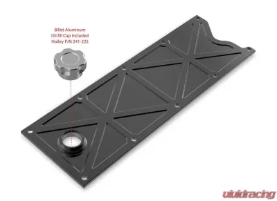 Holley VALLEY COVER TRUSSED SATN BLK W/OIL FILL - 241-369