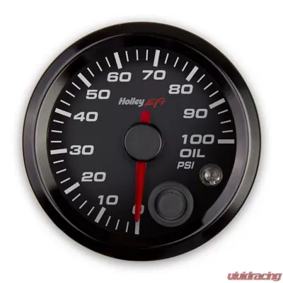Holley EFI 2-1/16 OIL PRESSURE GAUGE, 0-100PSI, CAN, BLACK - 553-127