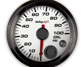 Holley EFI 2-1/16 OIL PRESSURE GAUGE, 0-100PSI, CAN, WHITE