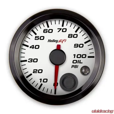 Holley EFI 2-1/16 OIL PRESSURE GAUGE, 0-100PSI, CAN, WHITE - 553-127W