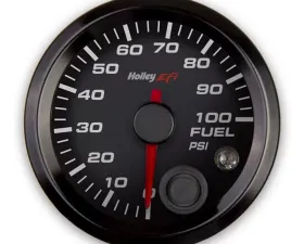 Holley EFI 2-1/16 FUEL PRESSURE GAUGE, 0-100PSI, CAN, BLACK
