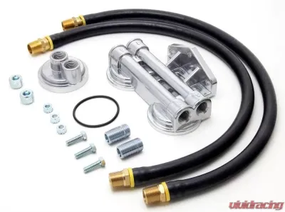 Trans-Dapt Performance DUAL Oil Filter Relocation Kit;2-1/2 in.ID;2-3/4 in.OD Filter Flange;22mmX1.5 Cadillac - 1227
