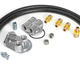 Trans-Dapt Performance CAST ALUMINUM OIL FILTER RELOCATION KIT; 90 DEGREE BYPASS Cadillac