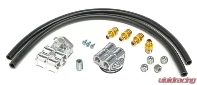 Trans-Dapt Performance CAST ALUMINUM OIL FILTER RELOCATION KIT; 90 DEGREE BYPASS; HORIZONTAL PORTS - 1813