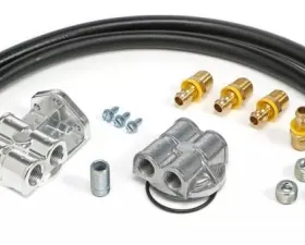 Trans-Dapt Performance CAST ALUMINUM OIL FILTER RELOCATION KIT; 90 DEGREE BYPASS; HORIZONTAL PORTS Cadillac
