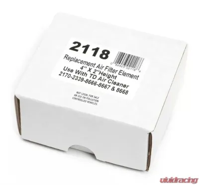 Trans-Dapt Performance ROUND High Flow Air Filter Element (PAPER) 4 in. Diameter; 2 in. Tall - 2118